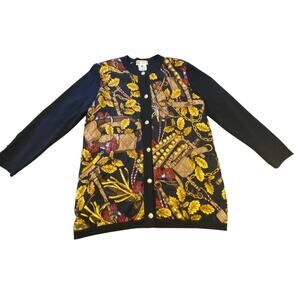 Loewe Madrid 1846 Anagram Cardigan Gold Brown Red Metal Buttons VTG Size Large